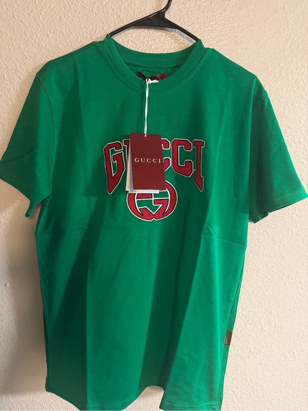 Gucci Green Tee with Red and White Logo Patch